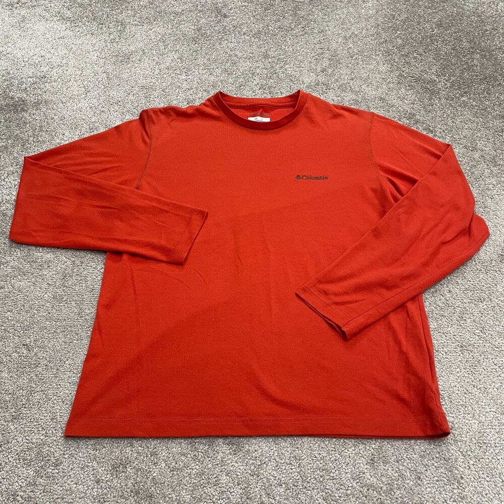 Columbia Omni Wick Tee Shirt Mens Medium Red Long Sleeve Crew Neck Outdoor Top